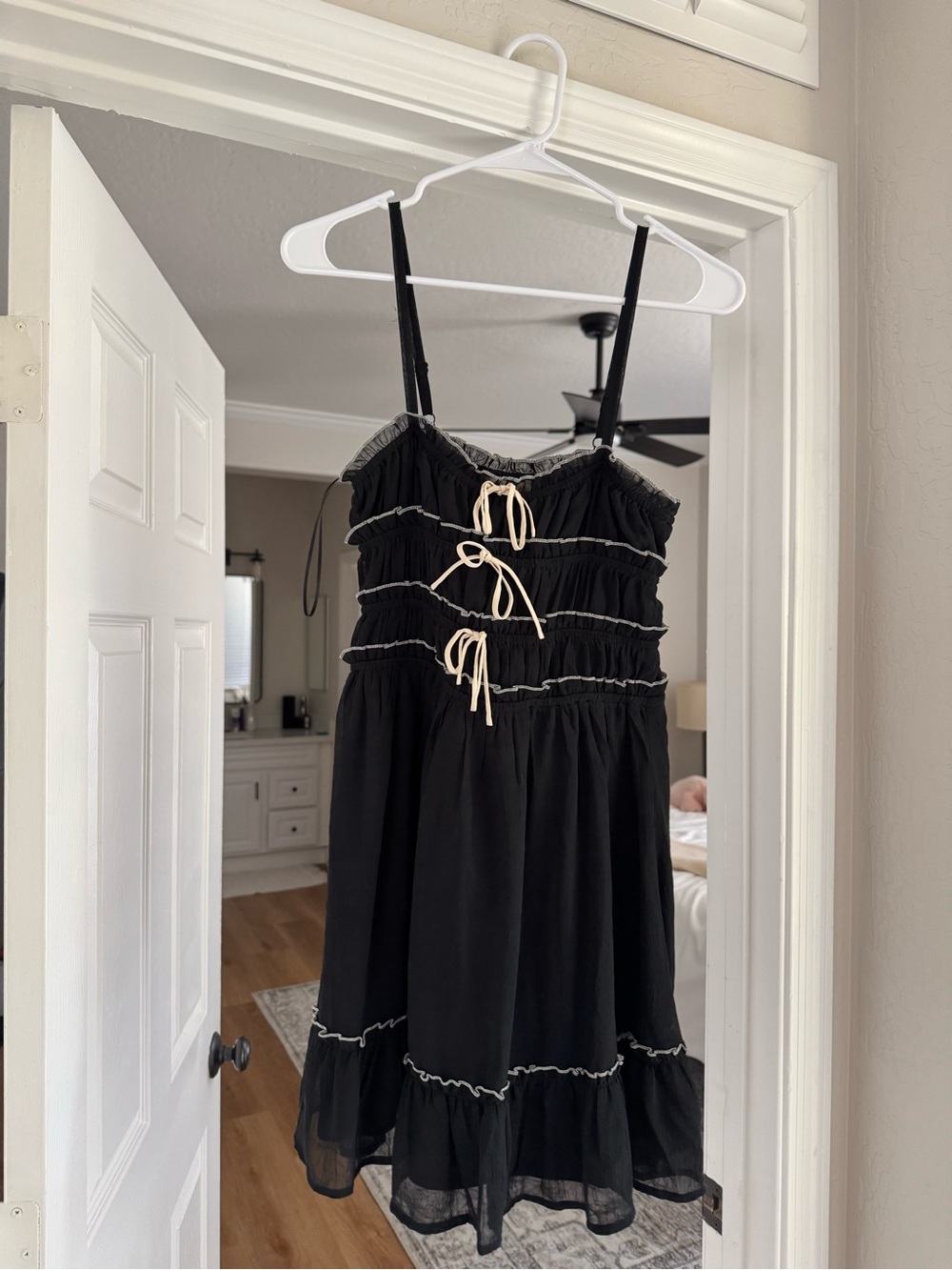 Girls' Black Ruffle Tie-Front Sundress